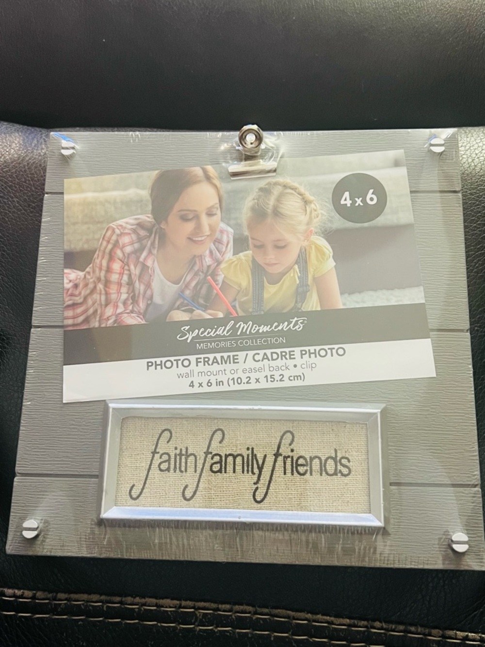 Special Moments Gray 4x6 Photo Frame with 'faith family friends' Accent